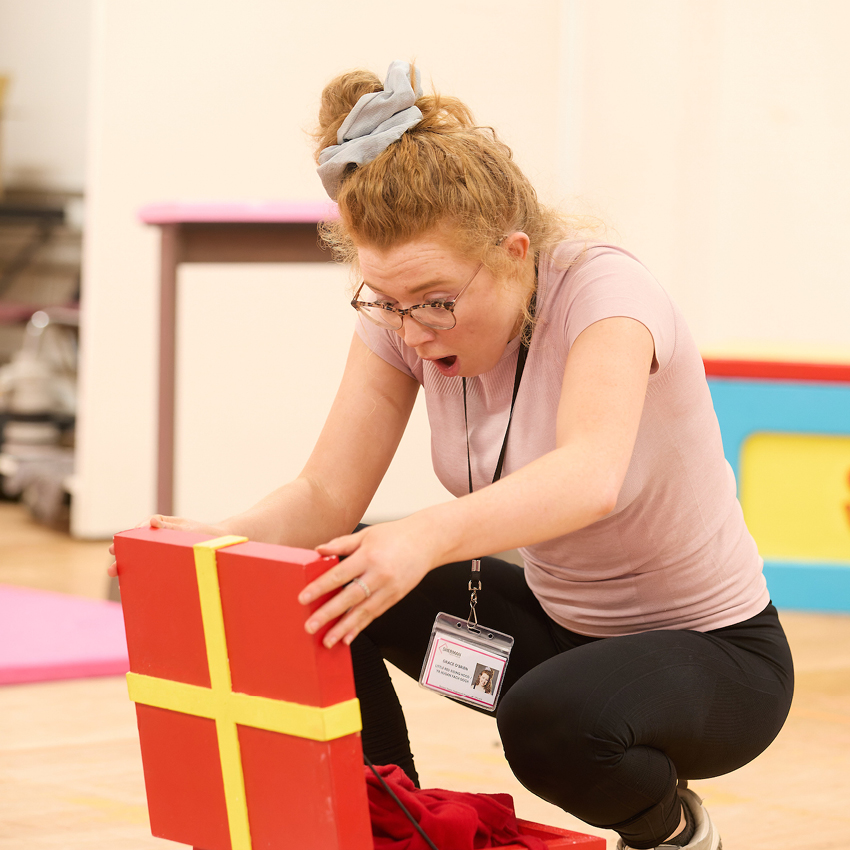 Actor Grace O'Brien in rehearsals. 