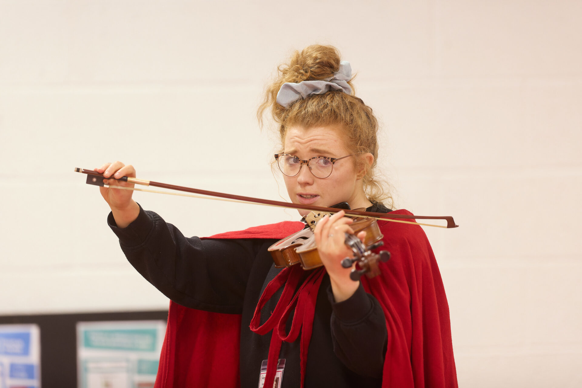 Actor Grace O'Brien in rehearsals. 