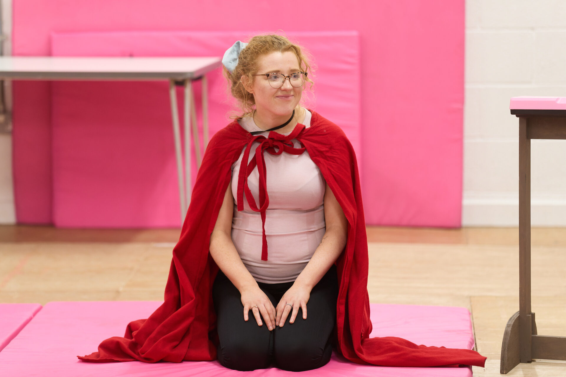 Actor Grace O'Brien in rehearsals. 